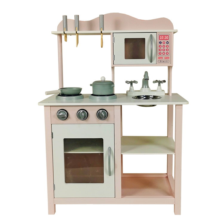 #KA240B-Wooden pink simulation kids kitchen toys